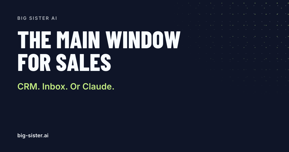 The main window for sales: CRM, inbox, or Claude. A five-step AI-first sales stack for founder-led sales.